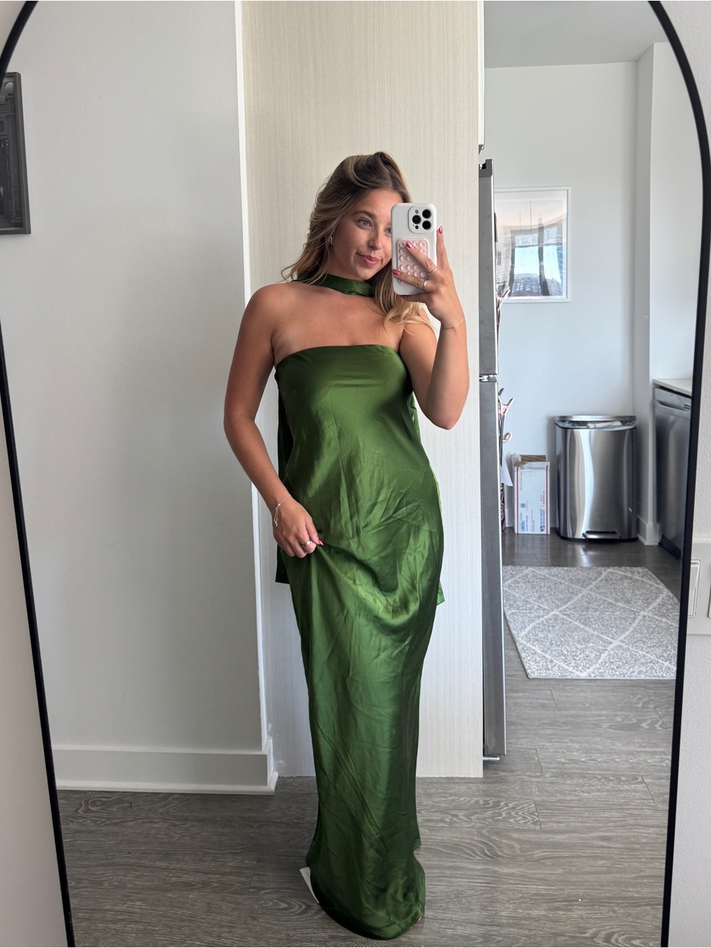 REFORMATION Oren Silk Dress in Topiary S